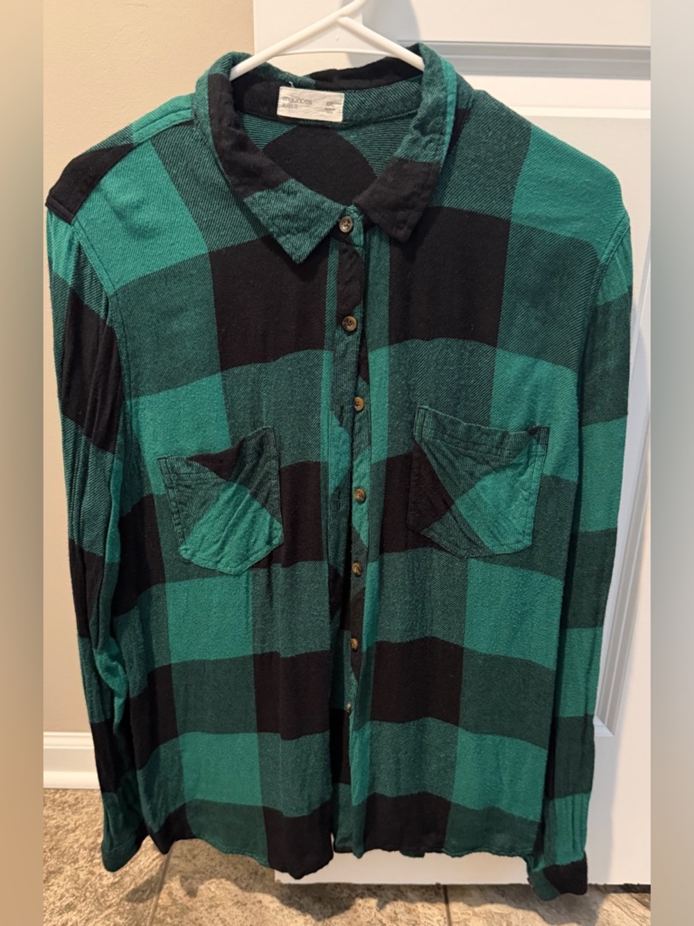 Maurices Teal and Black Buffalo Plaid Button-Down Shirt
